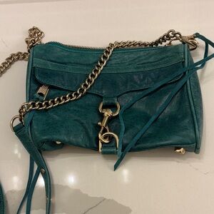 Rebecca Minkoff Teal Crossbody Bag with Gold Chain